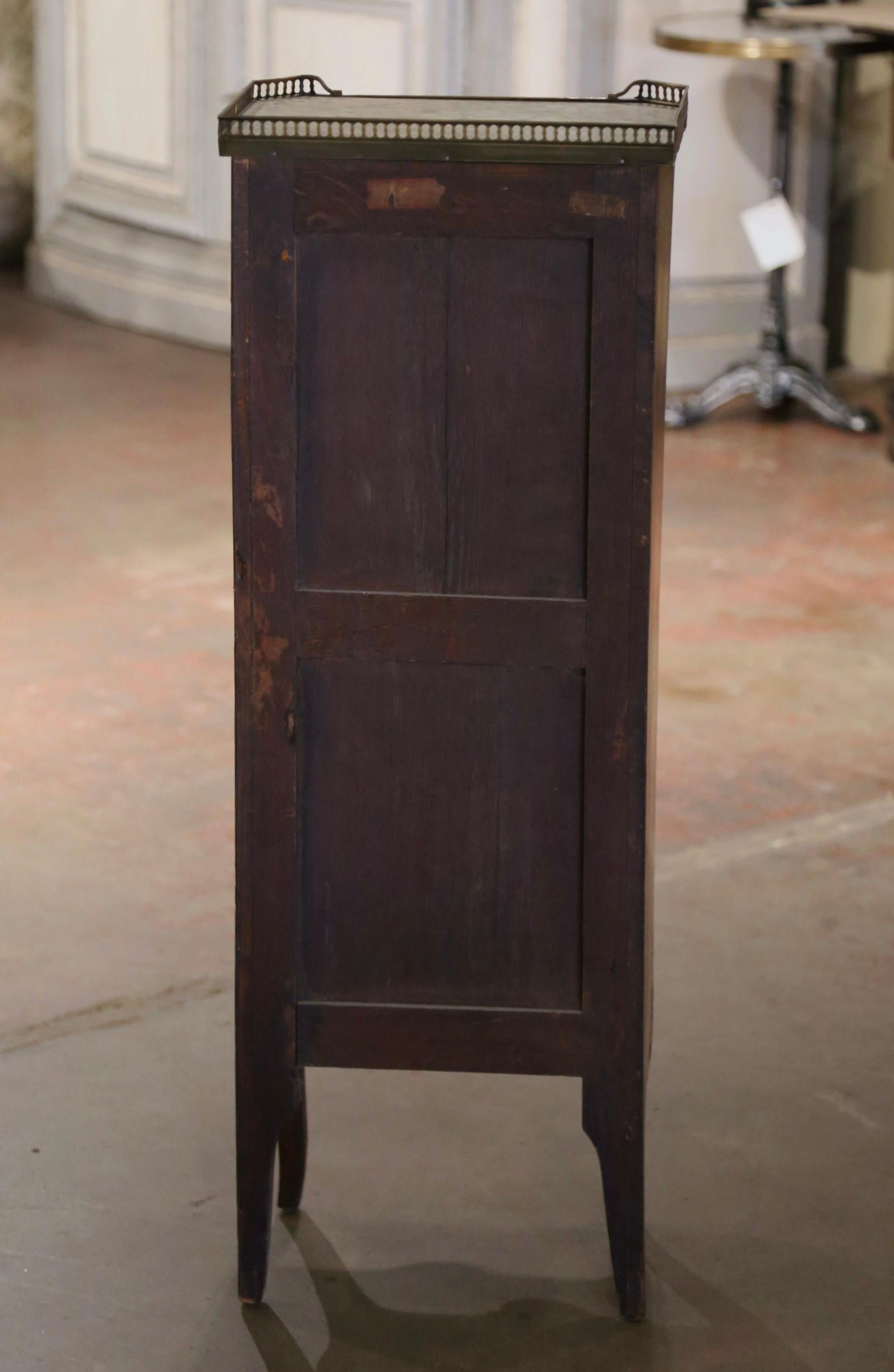 19th Century French Louis XV Marble Top Rosewood Cabinet with 