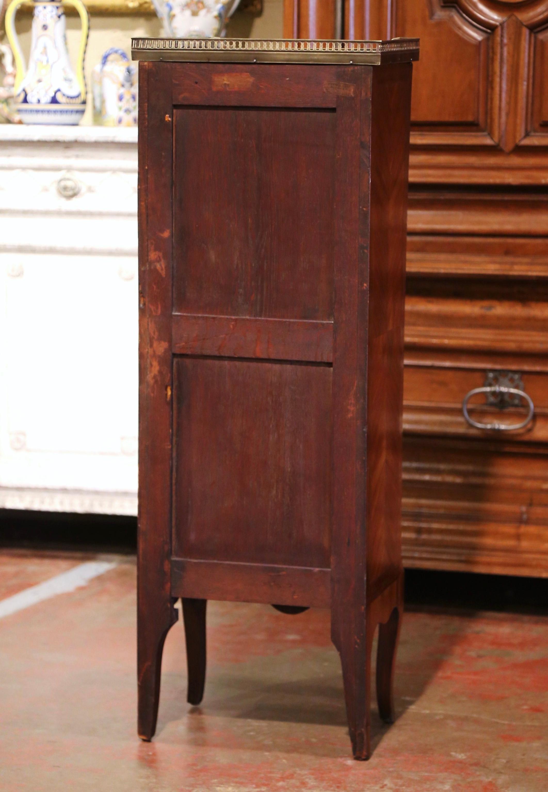 19th Century French Louis XV Marble Top Rosewood Cabinet with 