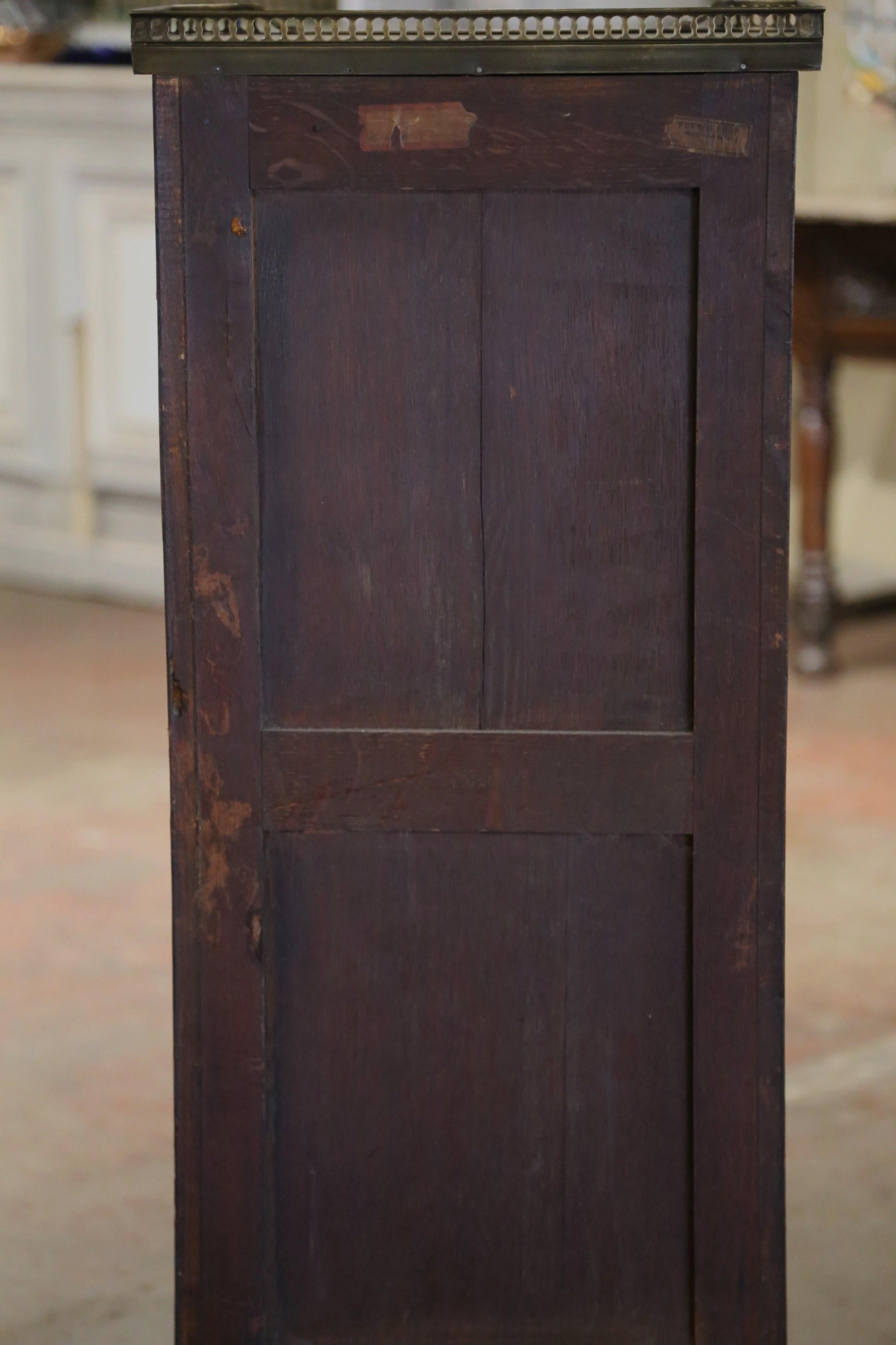 19th Century French Louis XV Marble Top Rosewood Cabinet with 