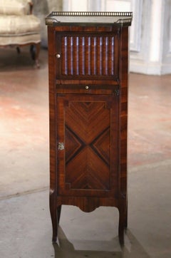 19th Century French Louis XV Marble Top Rosewood Cabinet with "Faux-Book" Door