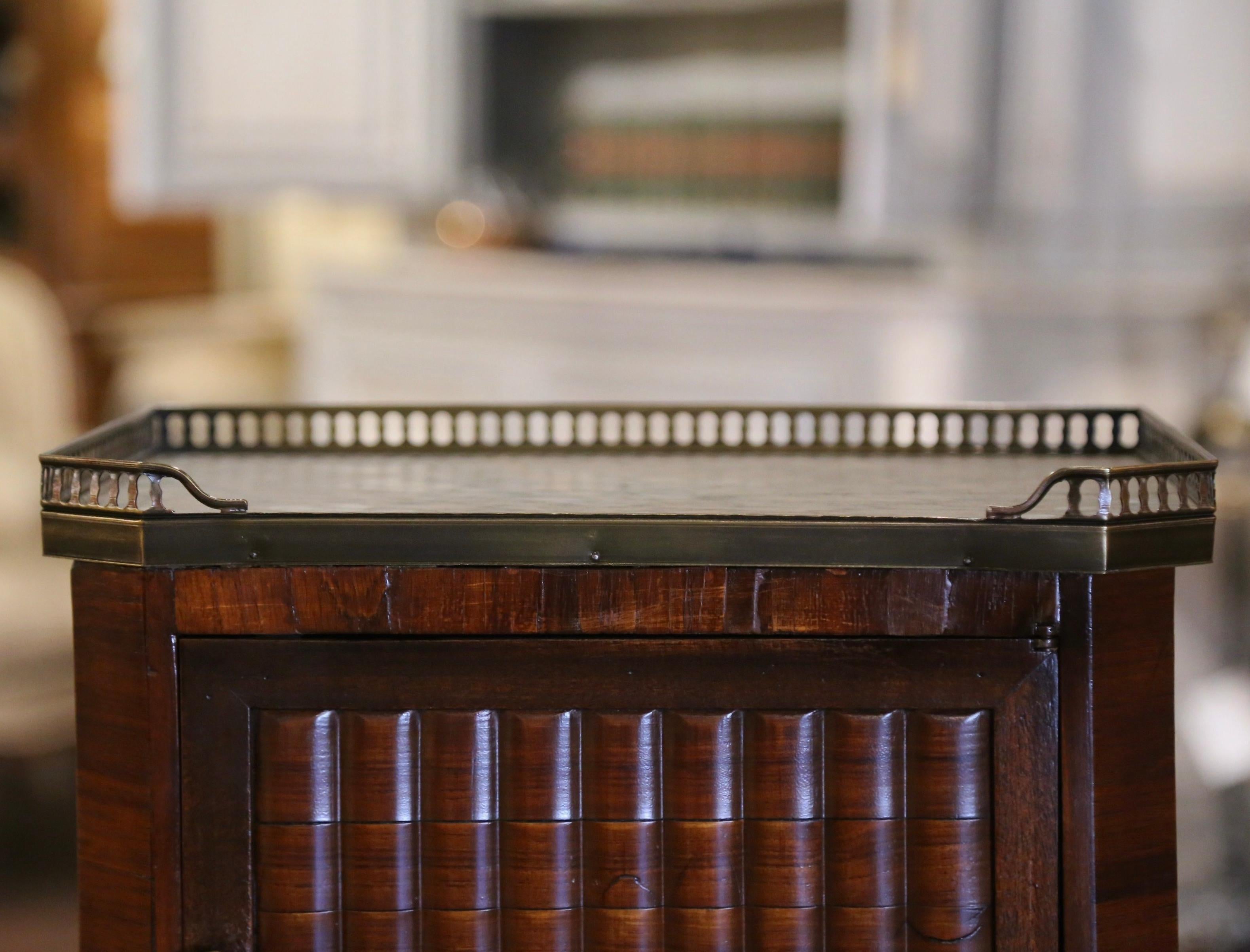 19th Century French Louis XV Marble Top Rosewood Cabinet with 