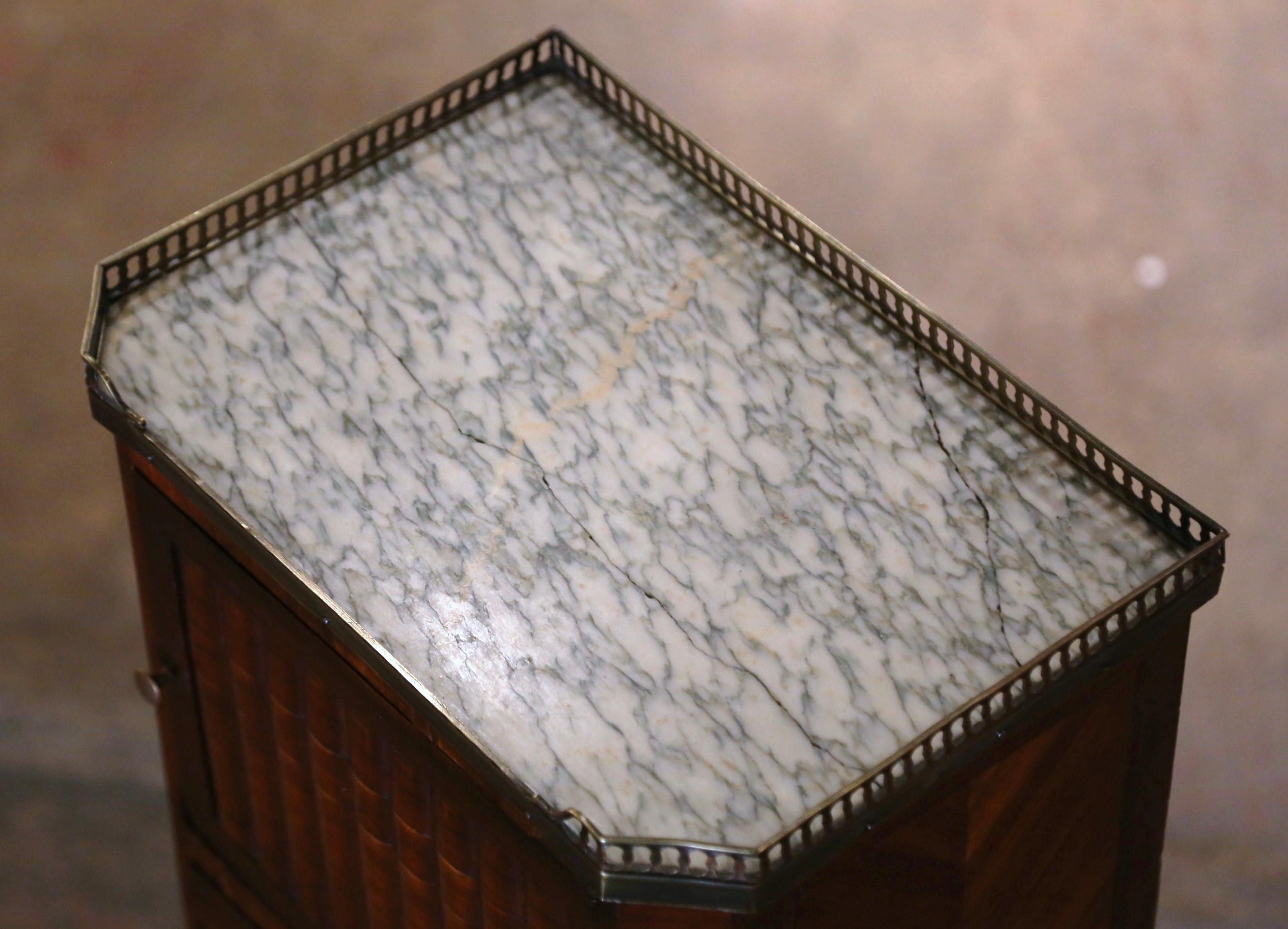 19th Century French Louis XV Marble Top Rosewood Cabinet with 