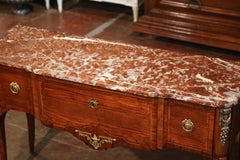 19th Century French Louis XVI Rosewood Console with Rouge Marble Top