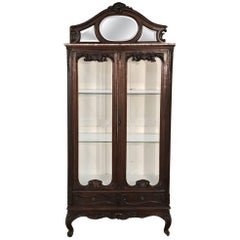 19th Century French Louis XV Marble Top Vitrine