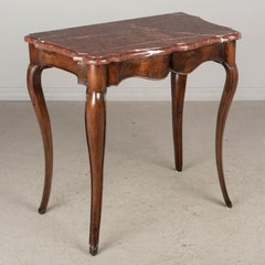 19th Century, French Louis XV Marble Top Walnut Console Table