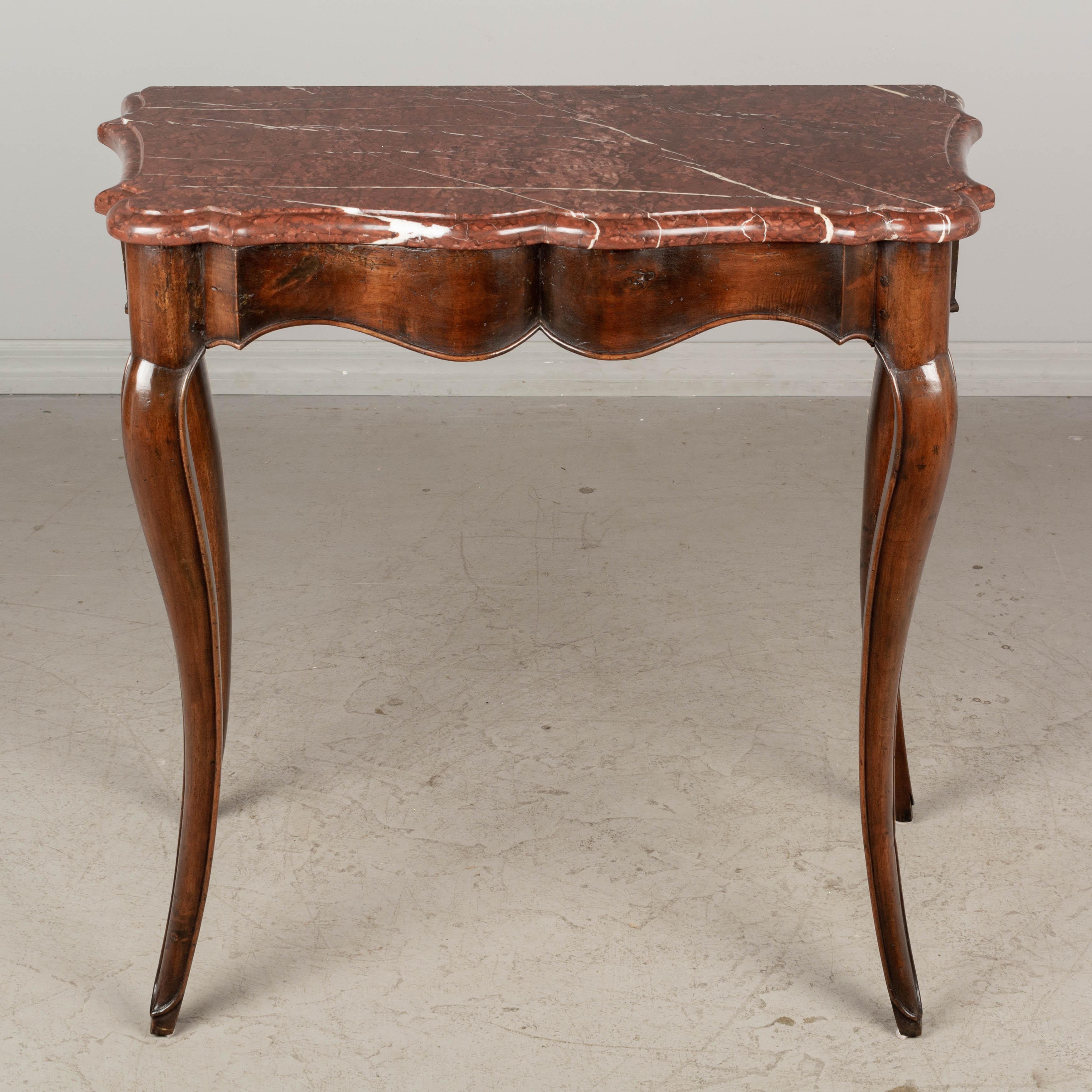 19th Century, French Louis XV Marble Top Walnut Console Table In Good Condition For Sale In Winter Park, FL