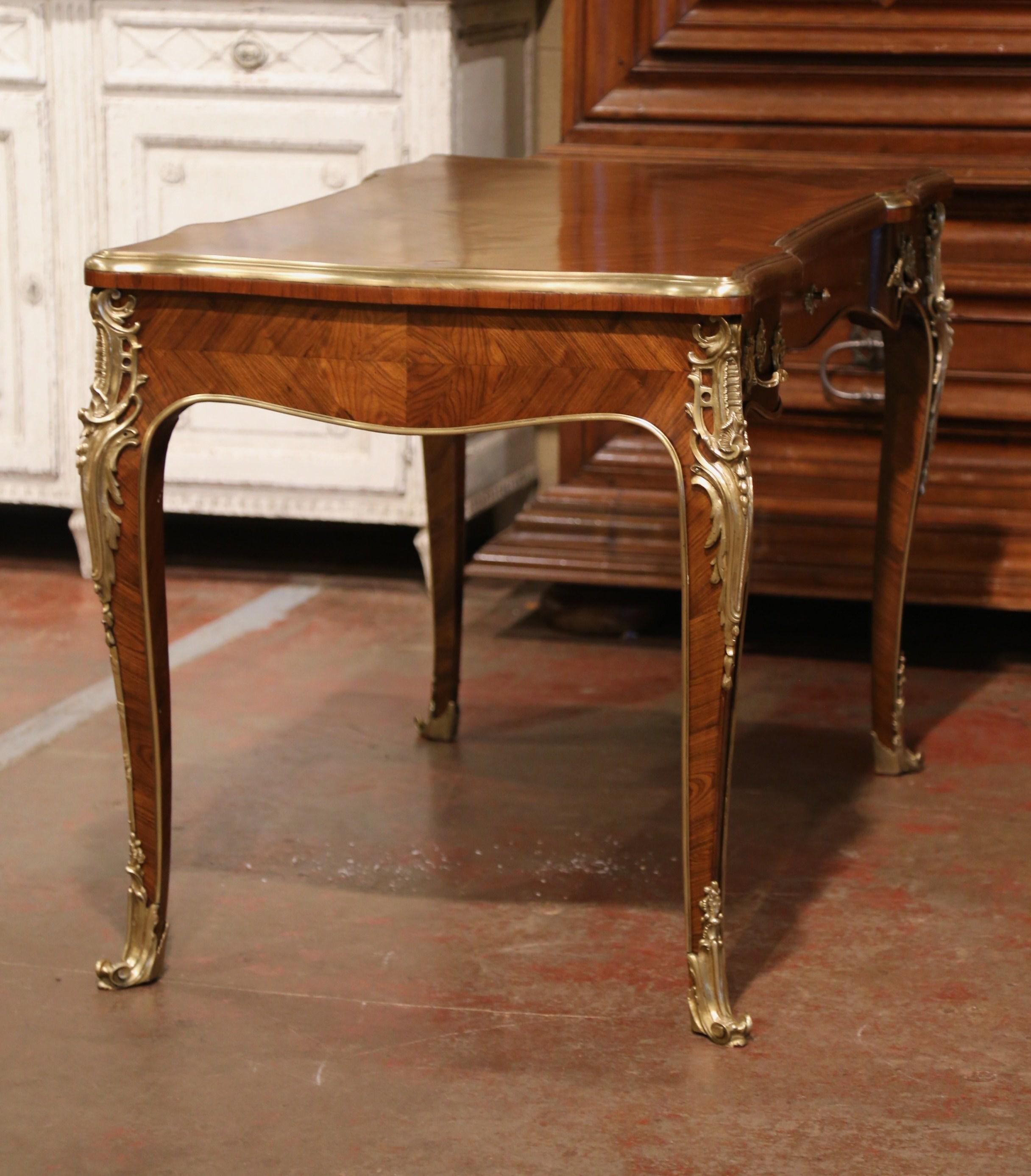19th Century French Louis XV Marquetry Rosewood and Bronze Doré Lady's Desk  6