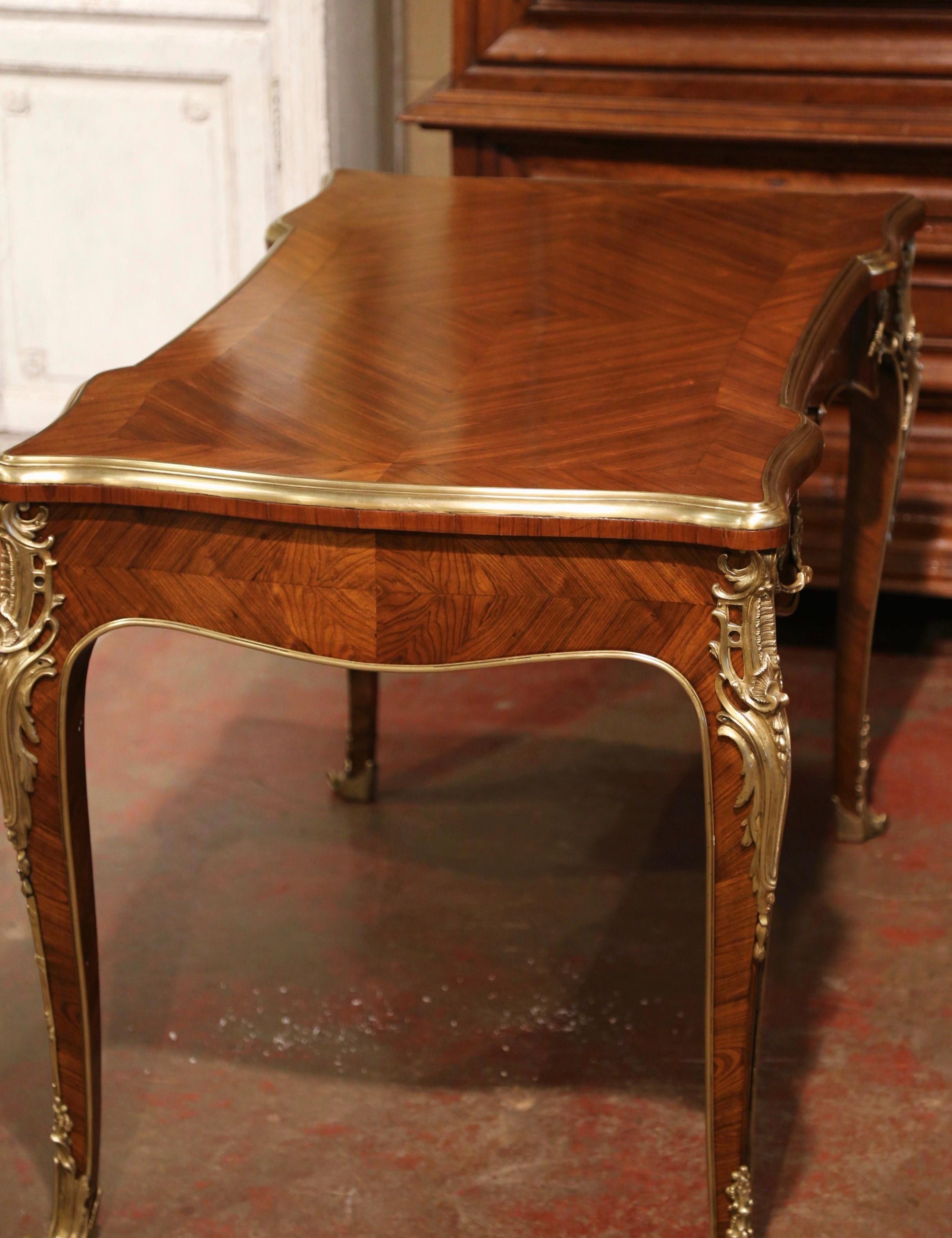 19th Century French Louis XV Marquetry Rosewood and Bronze Doré Lady's Desk  7