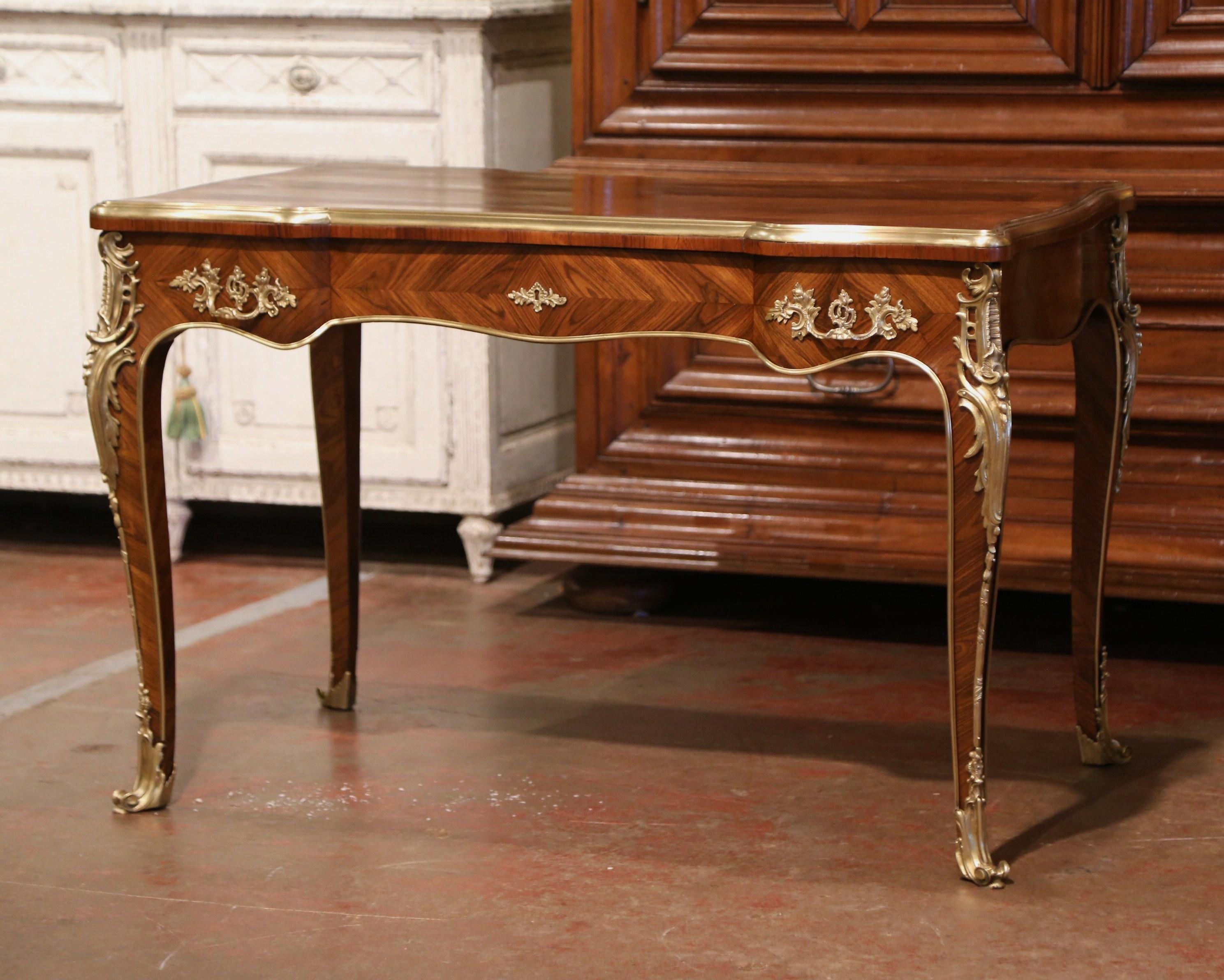 19th Century French Louis XV Marquetry Rosewood and Bronze Doré Lady's Desk  9