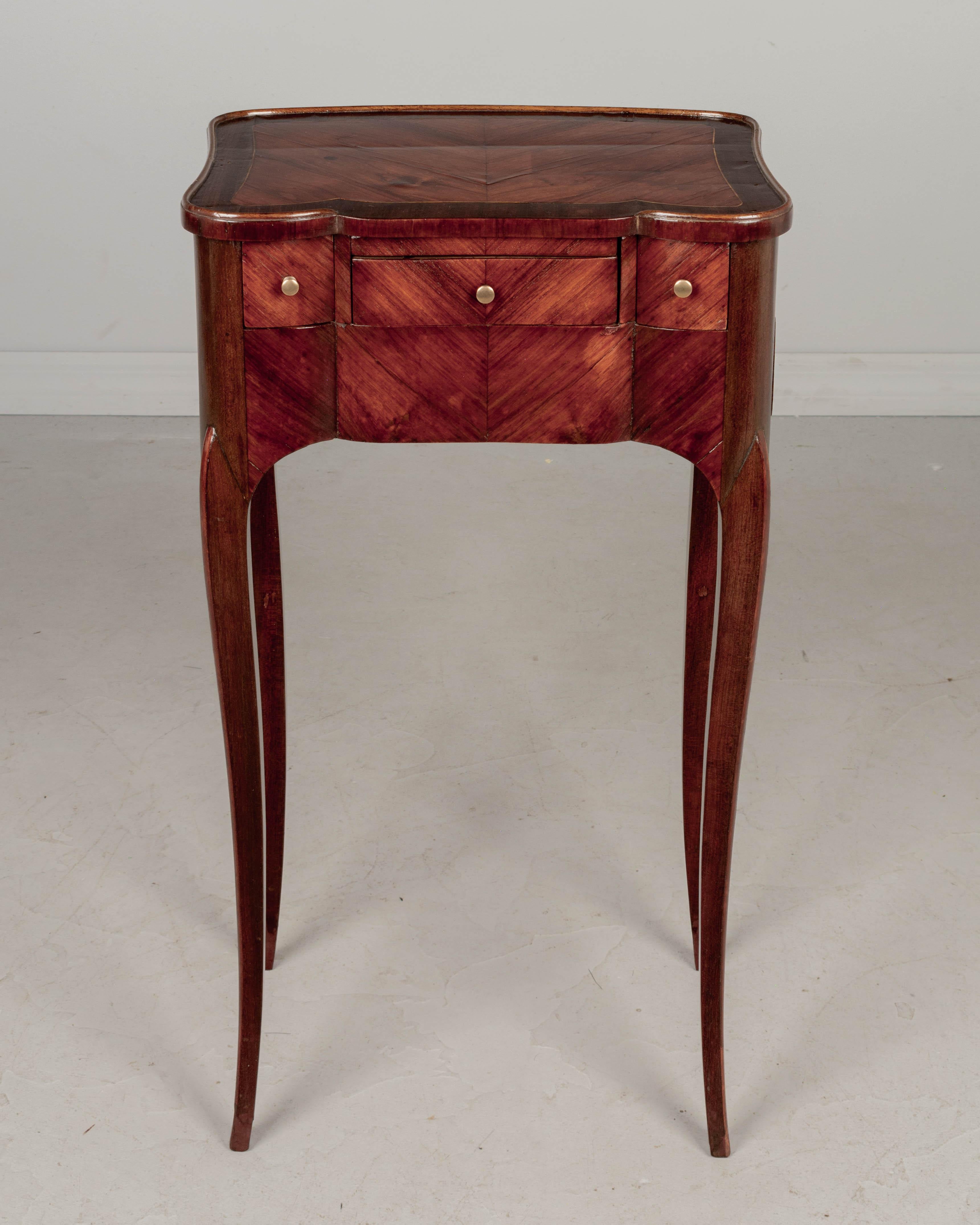 19th Century French Louis XV Marquetry Side Table For Sale 1