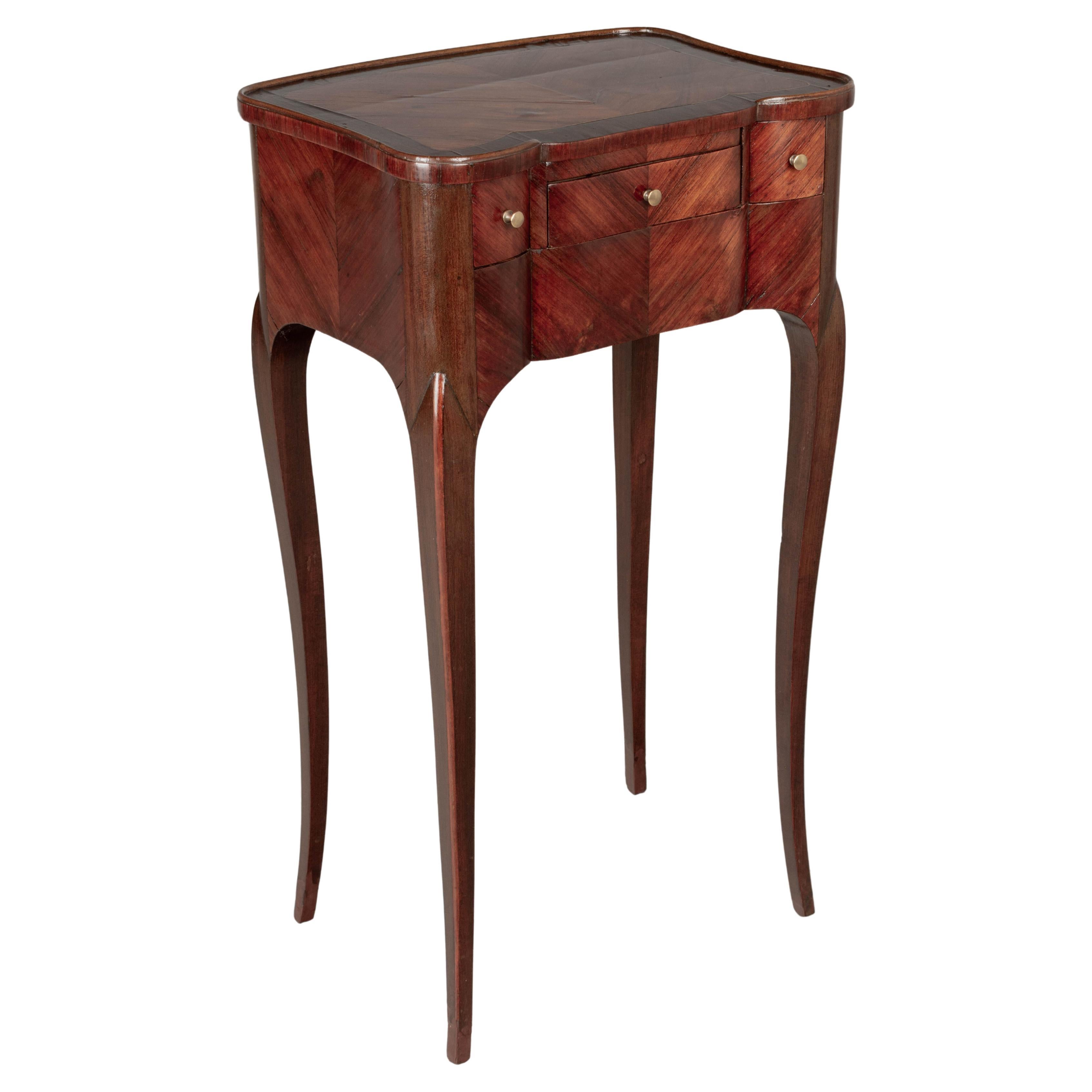 19th Century French Louis XV Marquetry Side Table For Sale