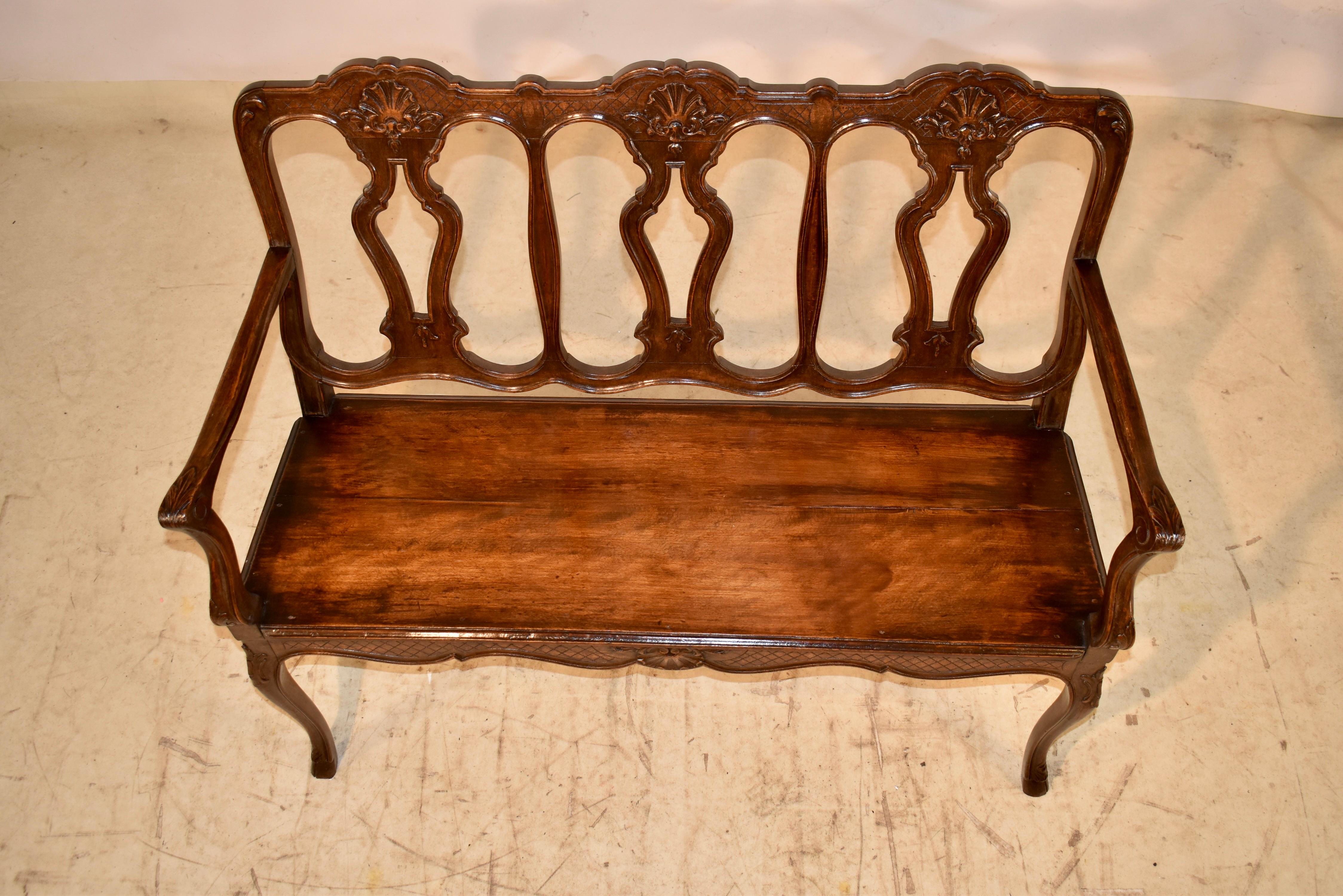 19th Century French Louis XV Oak Settee For Sale 10