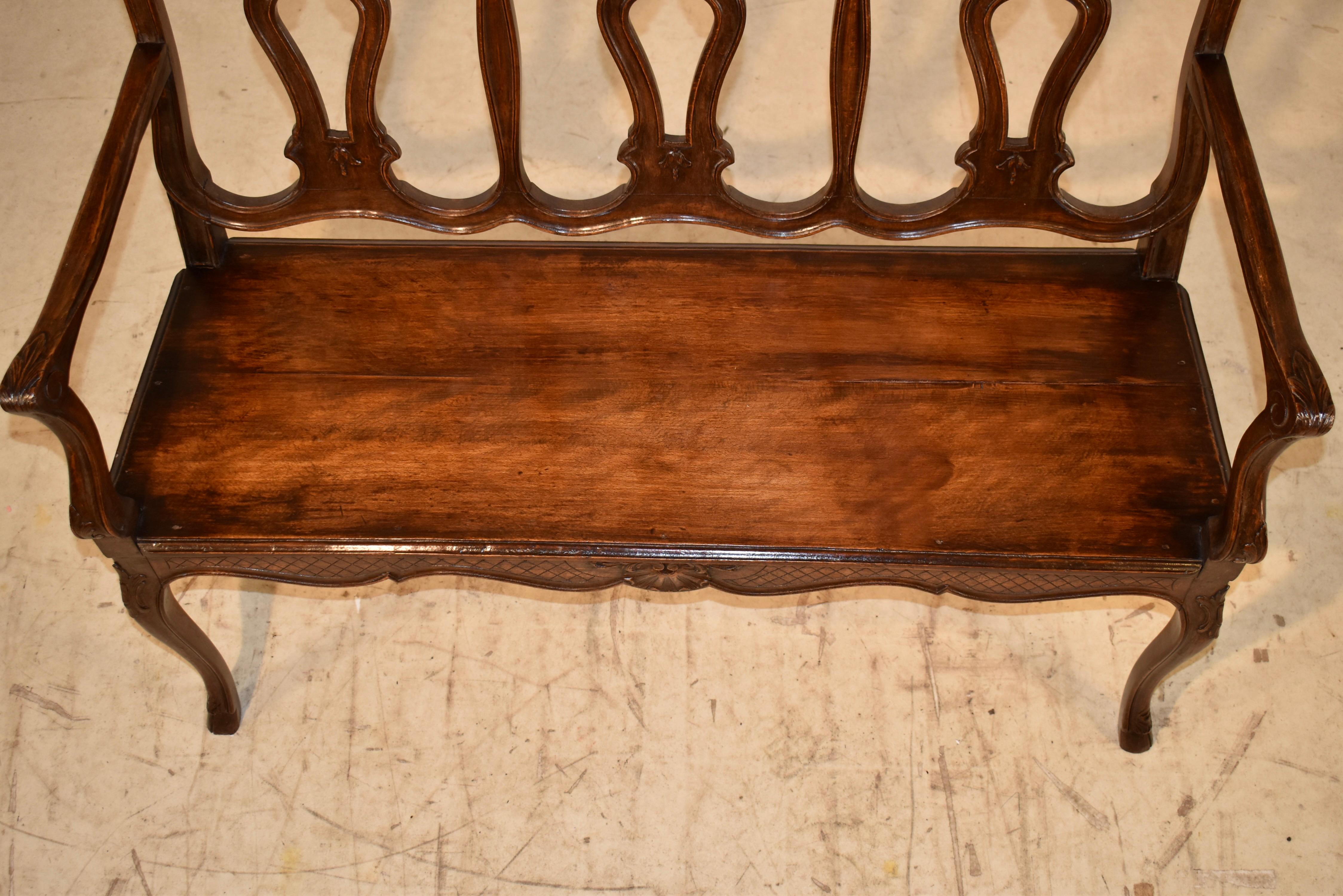 19th Century French Louis XV Oak Settee For Sale 11