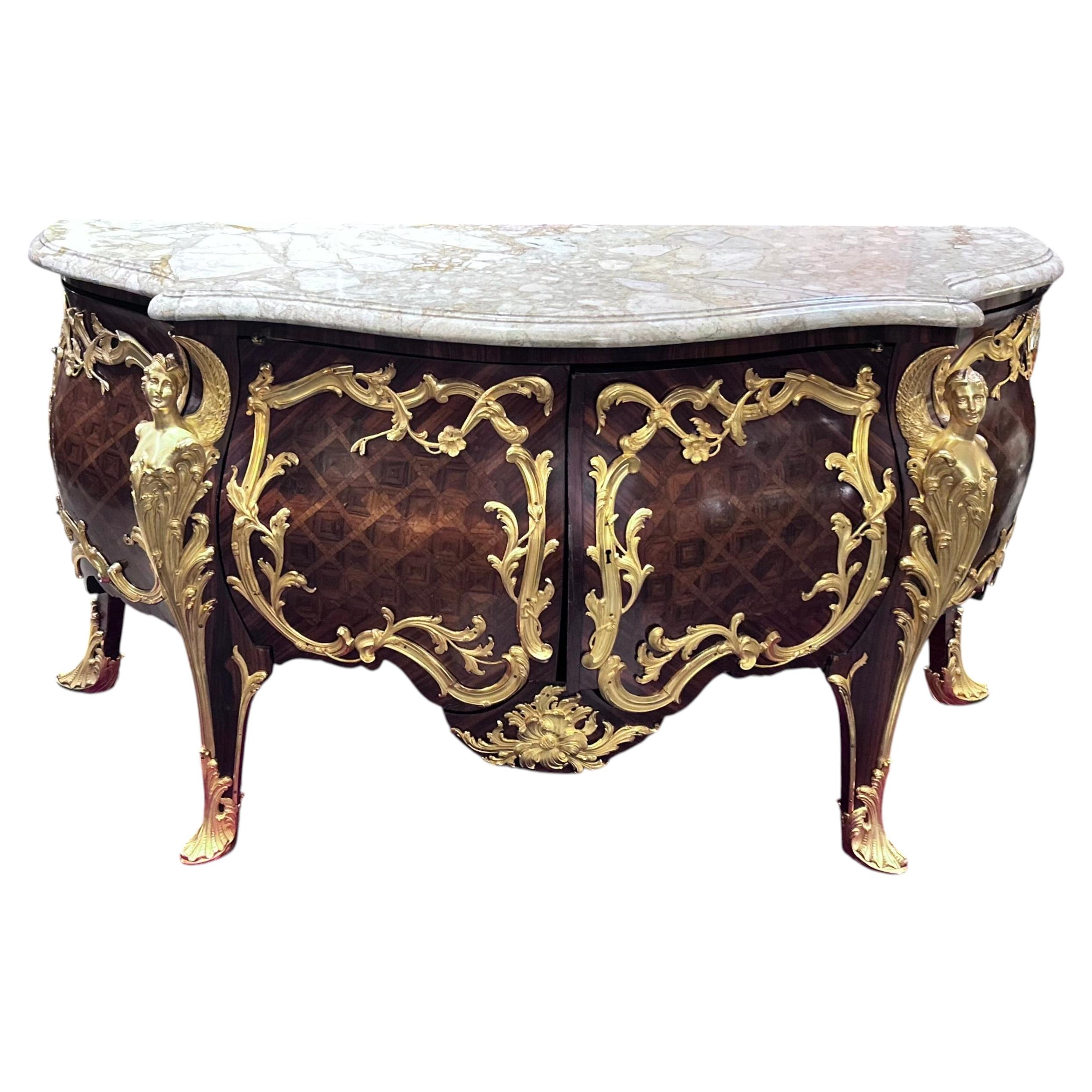 Exceptional 19th Century French Louis XV Ormolu-Mounted Commode