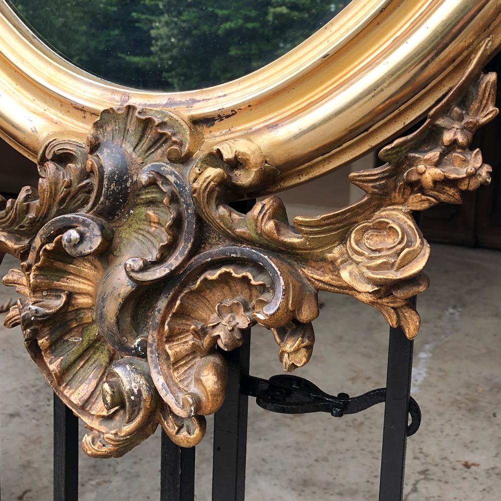 19th Century French Louis XV Oval Gilded Mirror 7