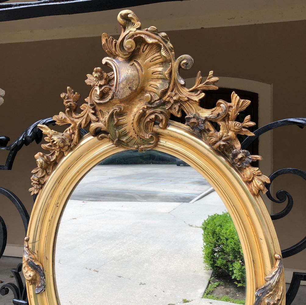 Late 19th Century 19th Century French Louis XV Oval Gilded Mirror