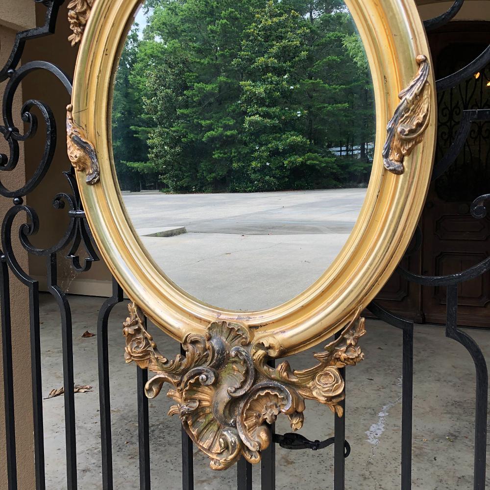 19th Century French Louis XV Oval Gilded Mirror 1