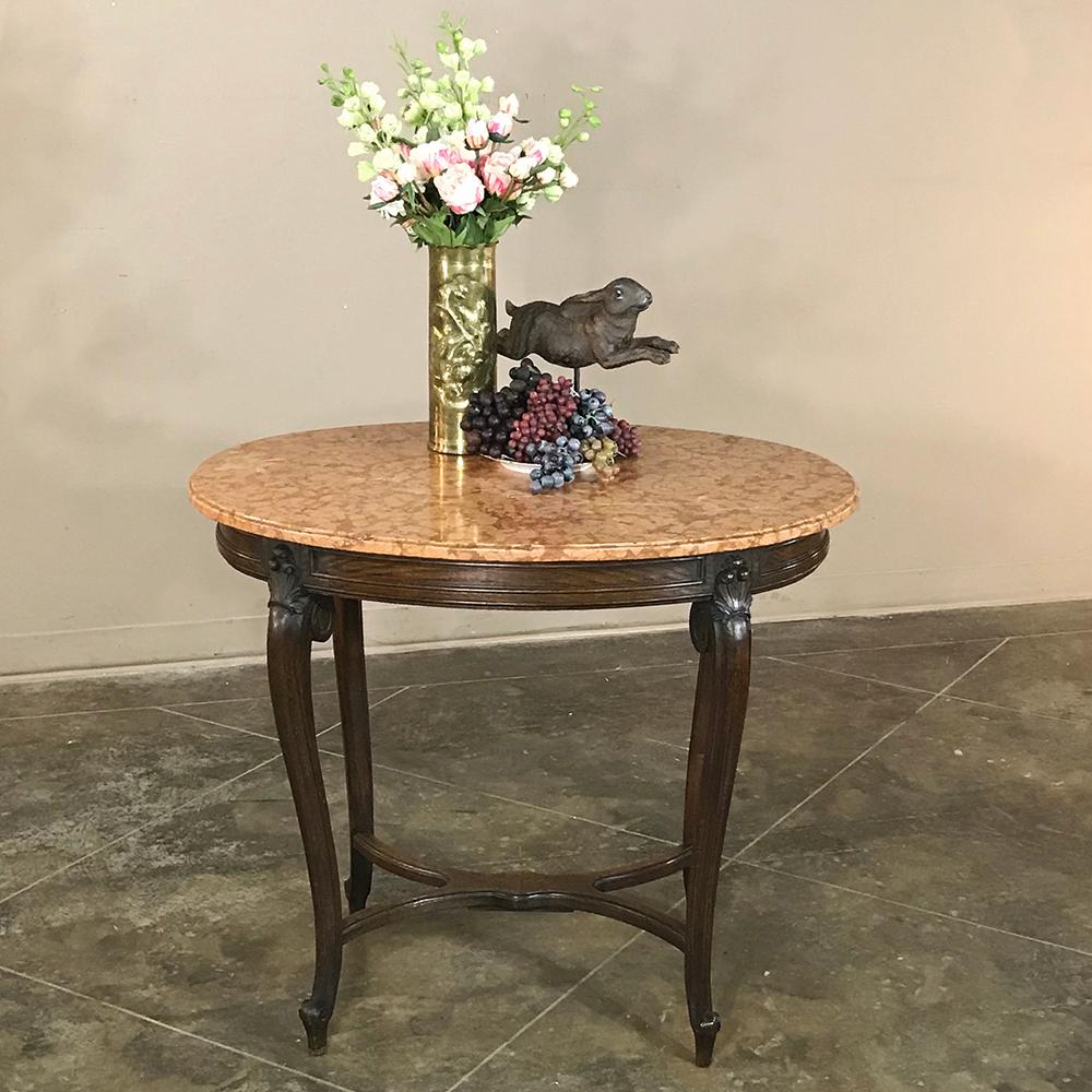 19th Century French Louis XV Oval Marble-Top End Table For Sale 6