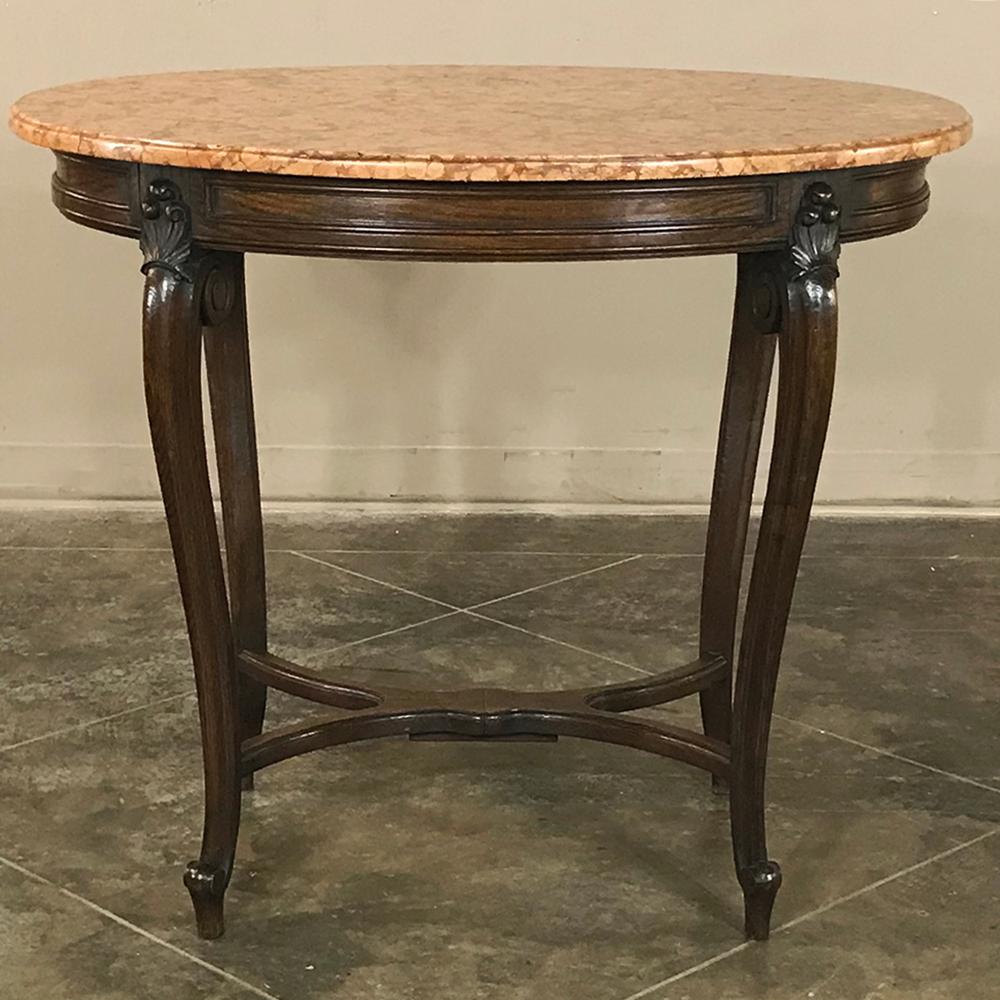 19th Century French Louis XV Oval Marble-Top End Table In Good Condition For Sale In Dallas, TX