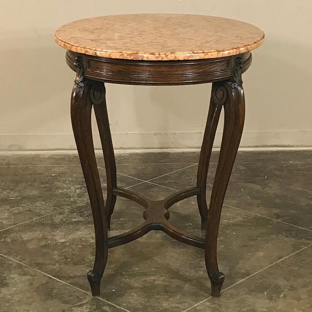 19th Century French Louis XV Oval Marble-Top End Table For Sale 1