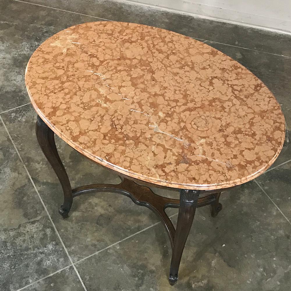 19th Century French Louis XV Oval Marble-Top End Table For Sale 2