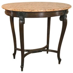 19th Century French Louis XV Oval Marble-Top End Table