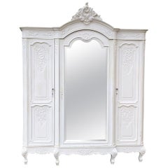 Used 19th Century French Louis XV Painted Armoire