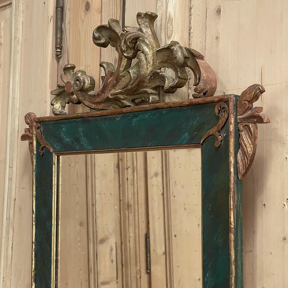 19th Century French Louis XV Painted & Gilded Mirror For Sale 8