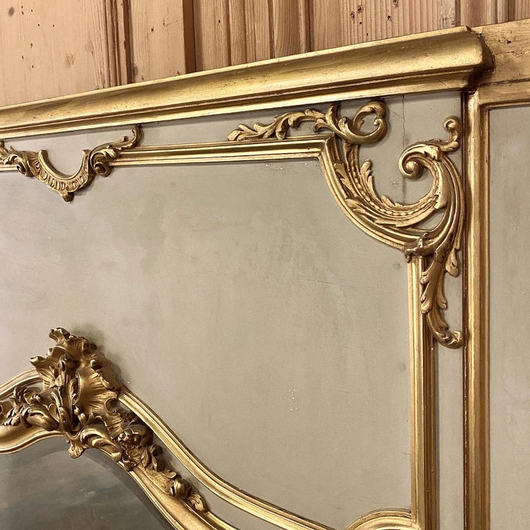 19th Century French Louis XV Painted and Gilded Trumeau Mirror For Sale 5