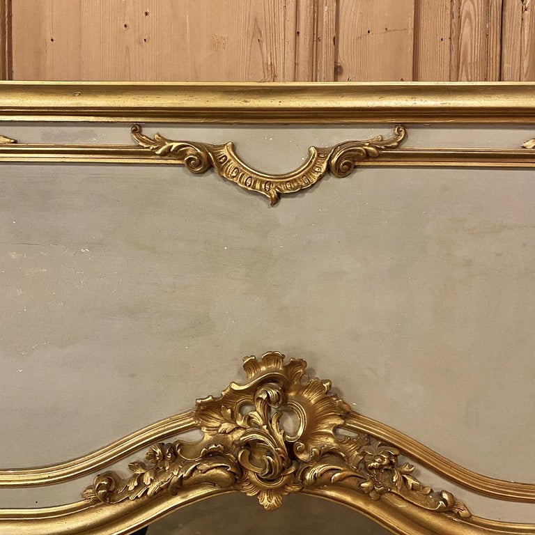 19th Century French Louis XV Painted and Gilded Trumeau Mirror For Sale 4