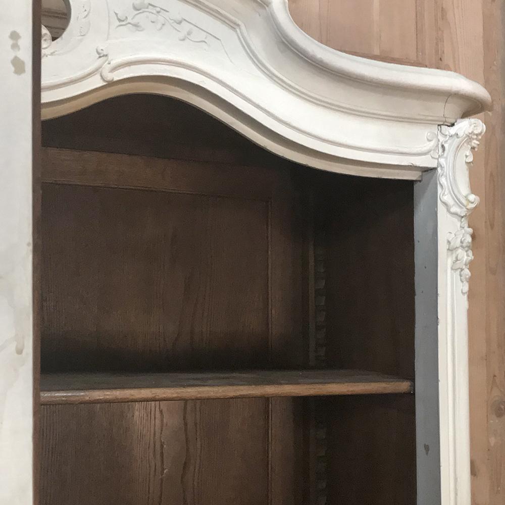 19th Century French Louis XV Painted Triple with Carved Cherub  Armoire In Good Condition In Dallas, TX
