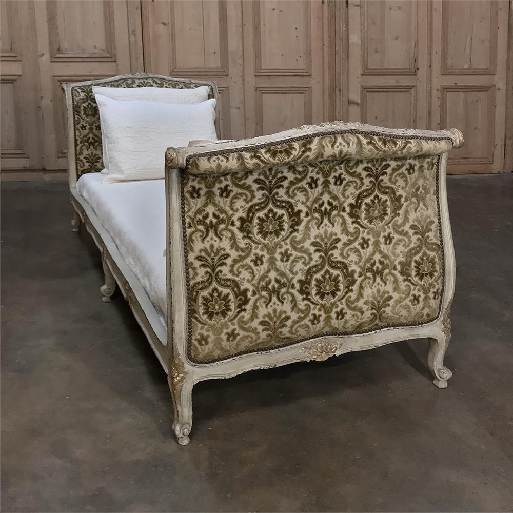 19th Century French Louis XV Painted Upholstered Day Bed 5