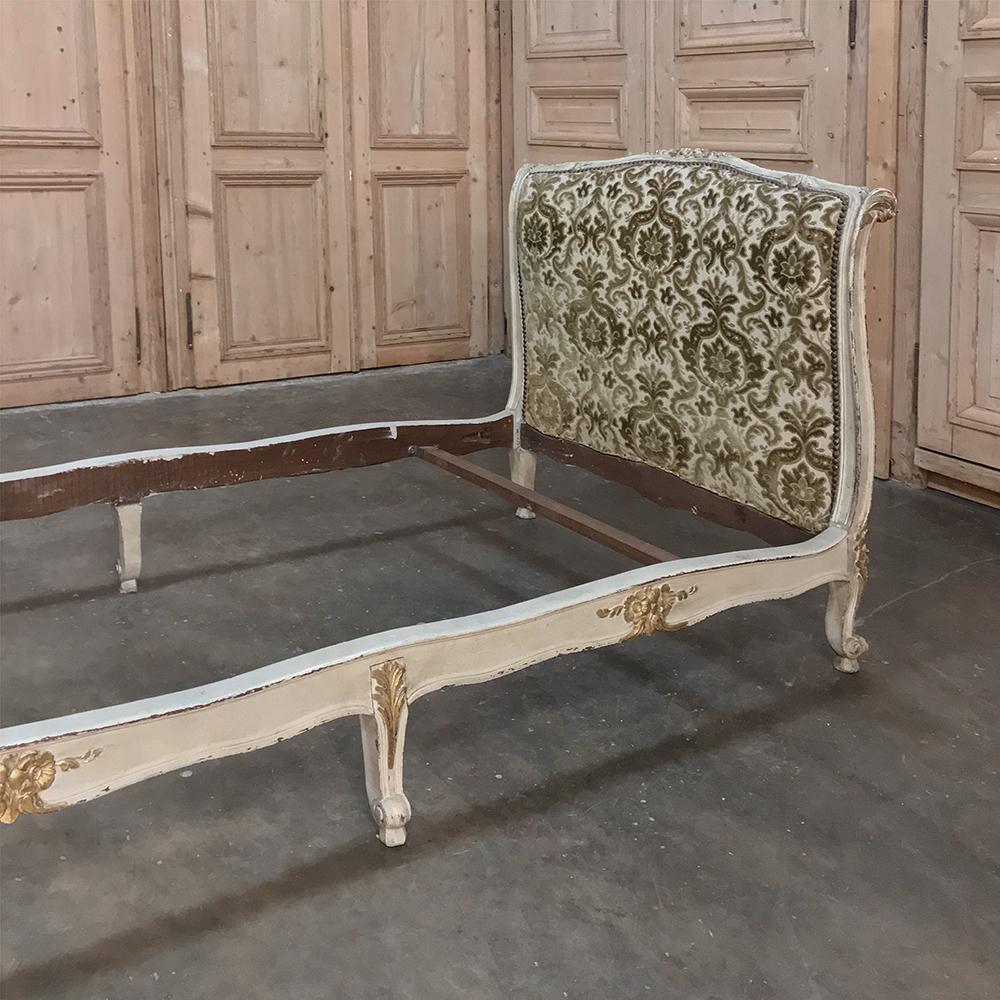 Fabric 19th Century French Louis XV Painted Upholstered Day Bed