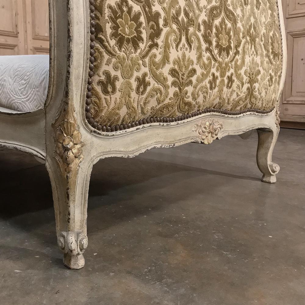19th Century French Louis XV Painted Upholstered Day Bed 3