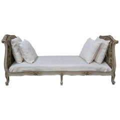 19th Century French Louis XV Painted Upholstered Day Bed