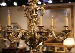 19th Century French Louis XV Patinated Bronze Dore Eight-Light Chandelier