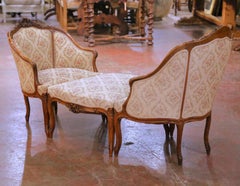19th Century French Louis XV Provençal Walnut Duchesse Brisée Chaise Longue