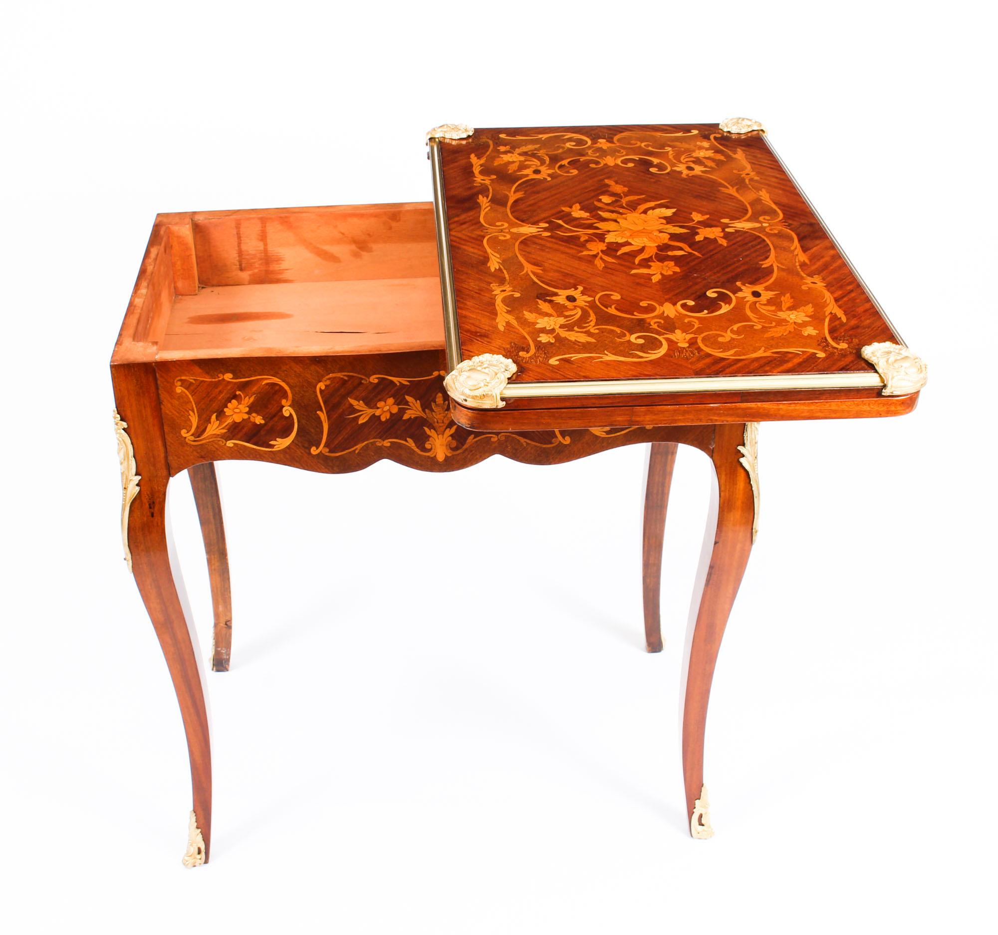 19th Century French Louis XV Revival Ormolu Marquetry Card Games Table In Good Condition In London, GB