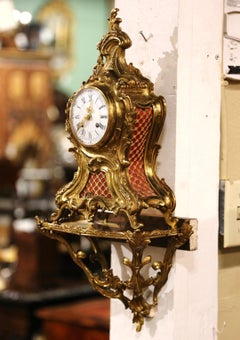 Siglo XIX French Louis XV Rococo Bronce Dore Reloj con Soporte de Pared