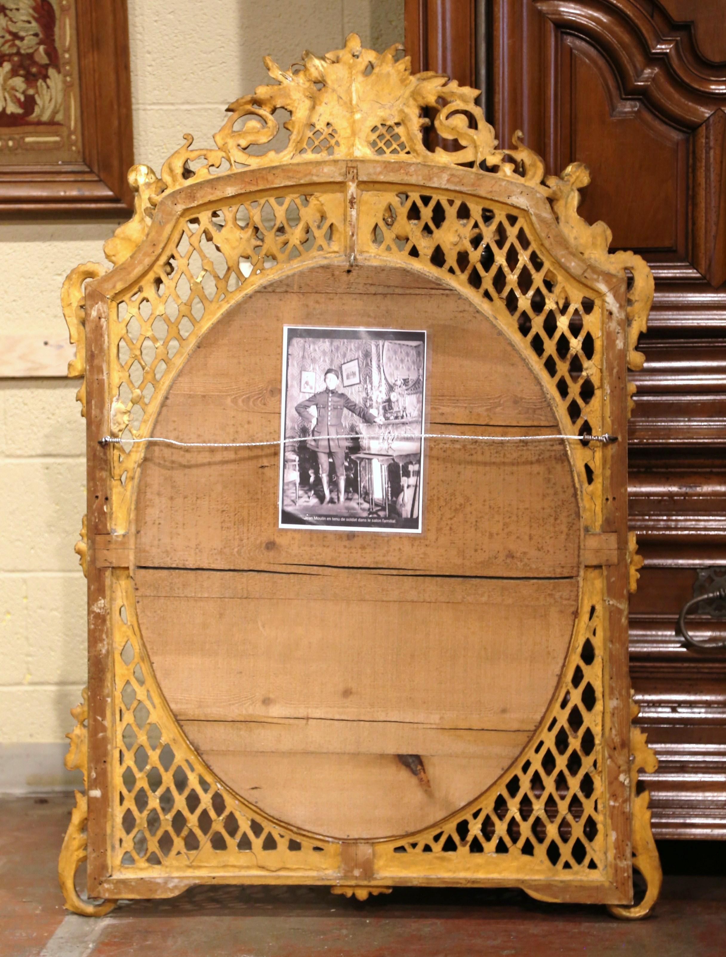 19th Century French Louis XV Rococo Carved Giltwood Mirror with Pierced Motifs 6