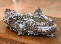 Giardinière ovale in argento placcato, in stile rococò Luigi XV, del XIX secolo, con cherubini