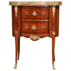 19th Century French Louis XV Rosewood Commode Chest Nightstand with Marble Top