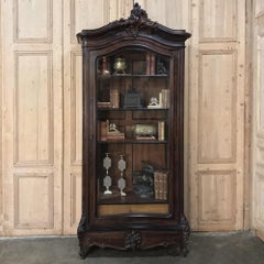 19th Century French Louis XV Rosewood Display Armoire Bookcase