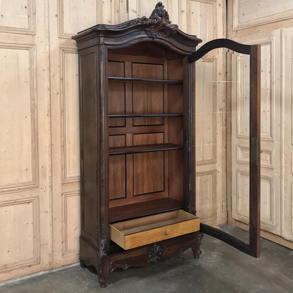 Late 19th Century 19th Century French Louis XV Rosewood Display Armoire Bookcase