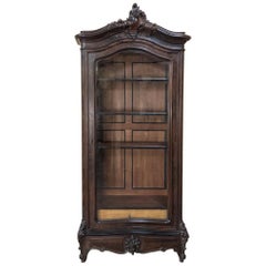 19th Century French Louis XV Rosewood Display Armoire Bookcase
