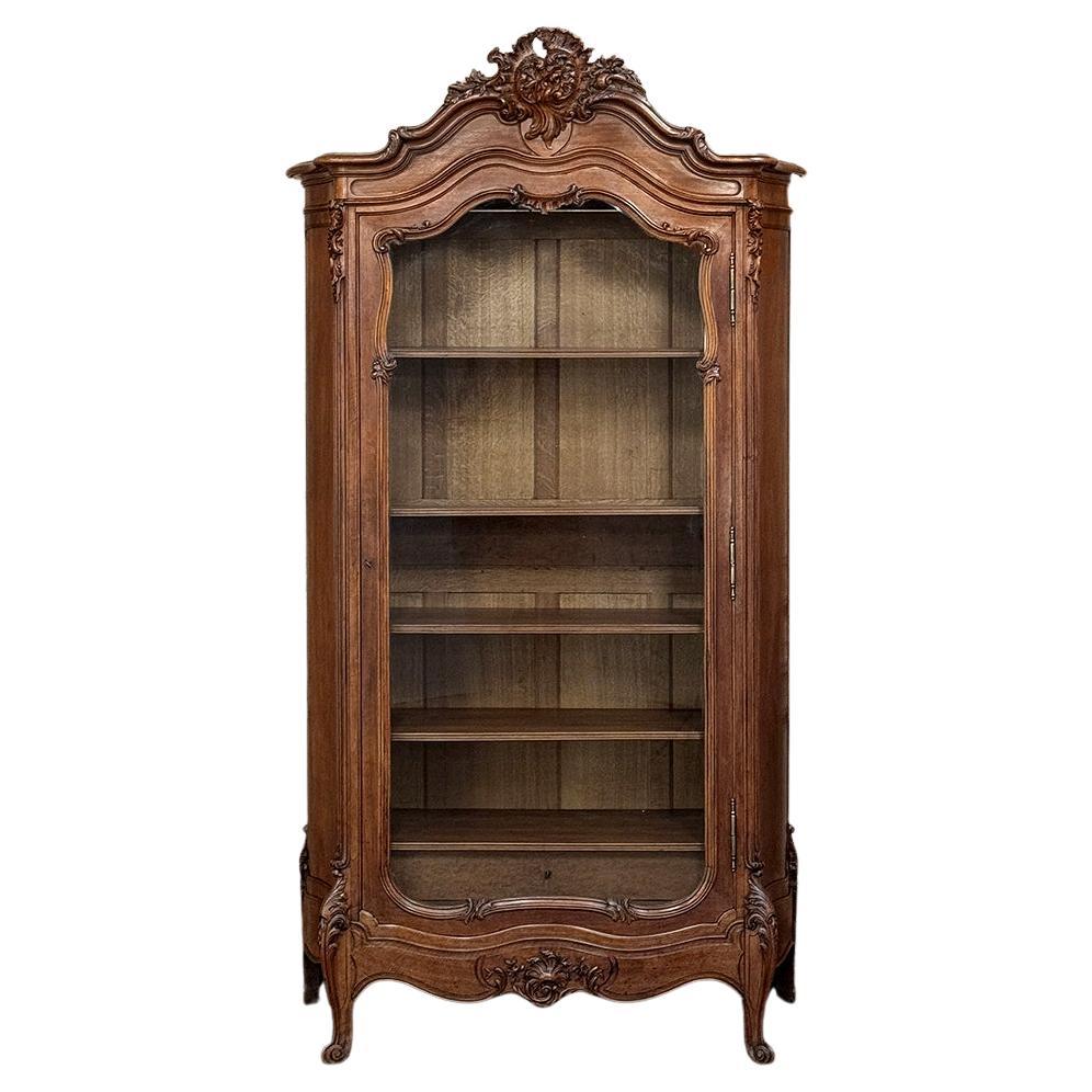 Armario de madera de nogal serpentina Luis XV francés del siglo XIX ~ Librería