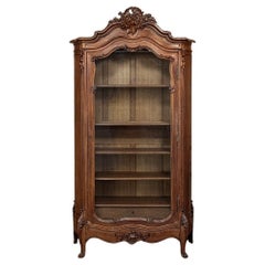 Armario de madera de nogal serpentina Luis XV francés del siglo XIX ~ Librería