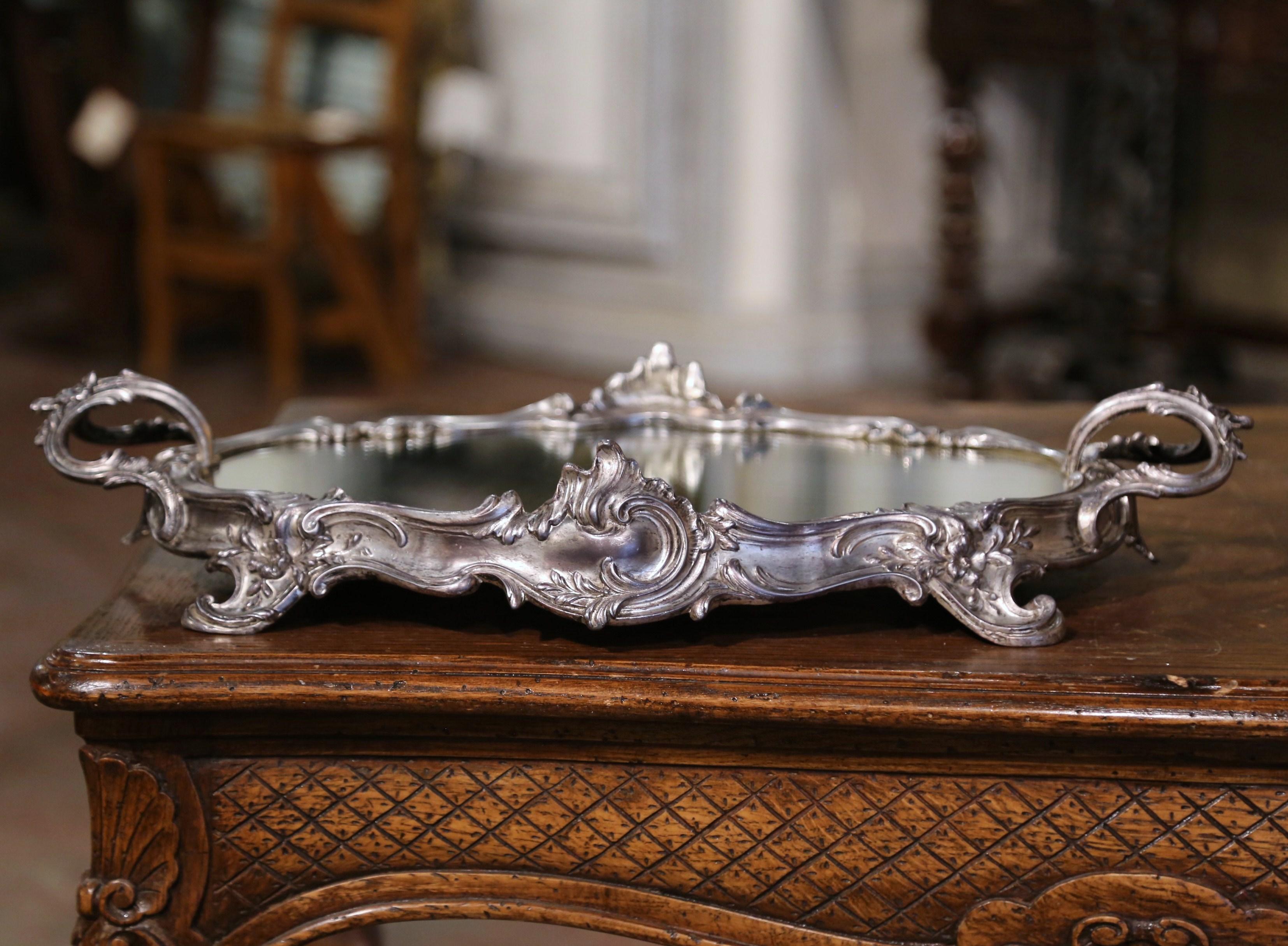 19th Century French Louis XV Silver Mirrored Surtout de Table Centerpiece 2