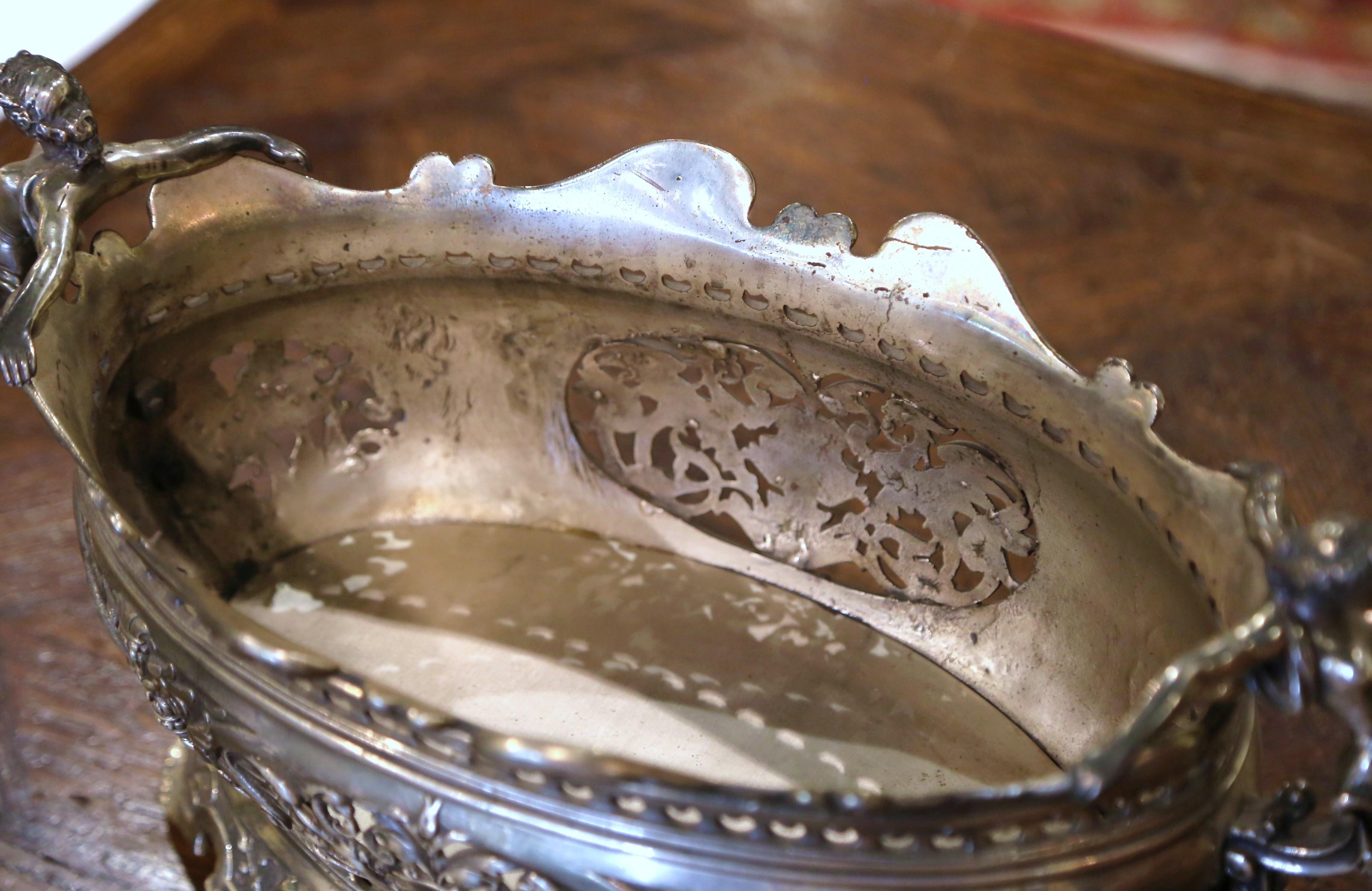 19th Century French Louis XV Silver Plated Bronze Oval Jardiniere  3