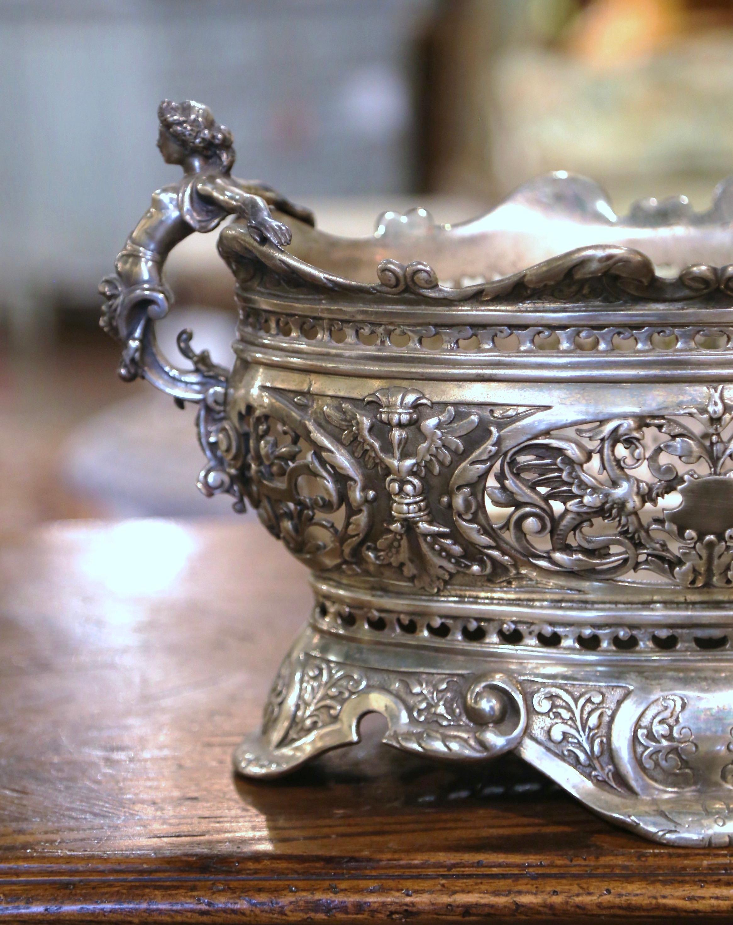 19th Century French Louis XV Silver Plated Bronze Oval Jardiniere  4